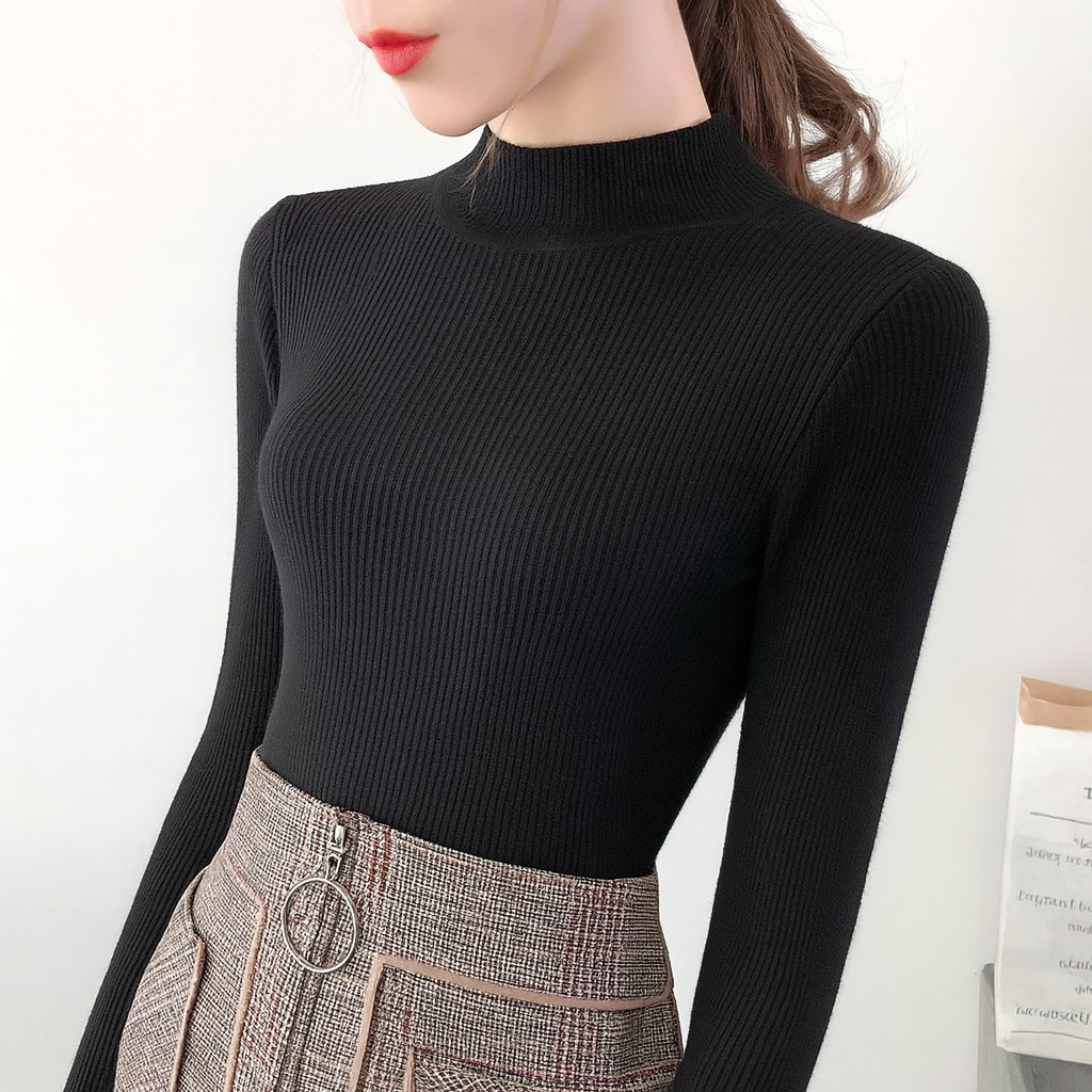 Ava | Knitted Mock Neck Sweater